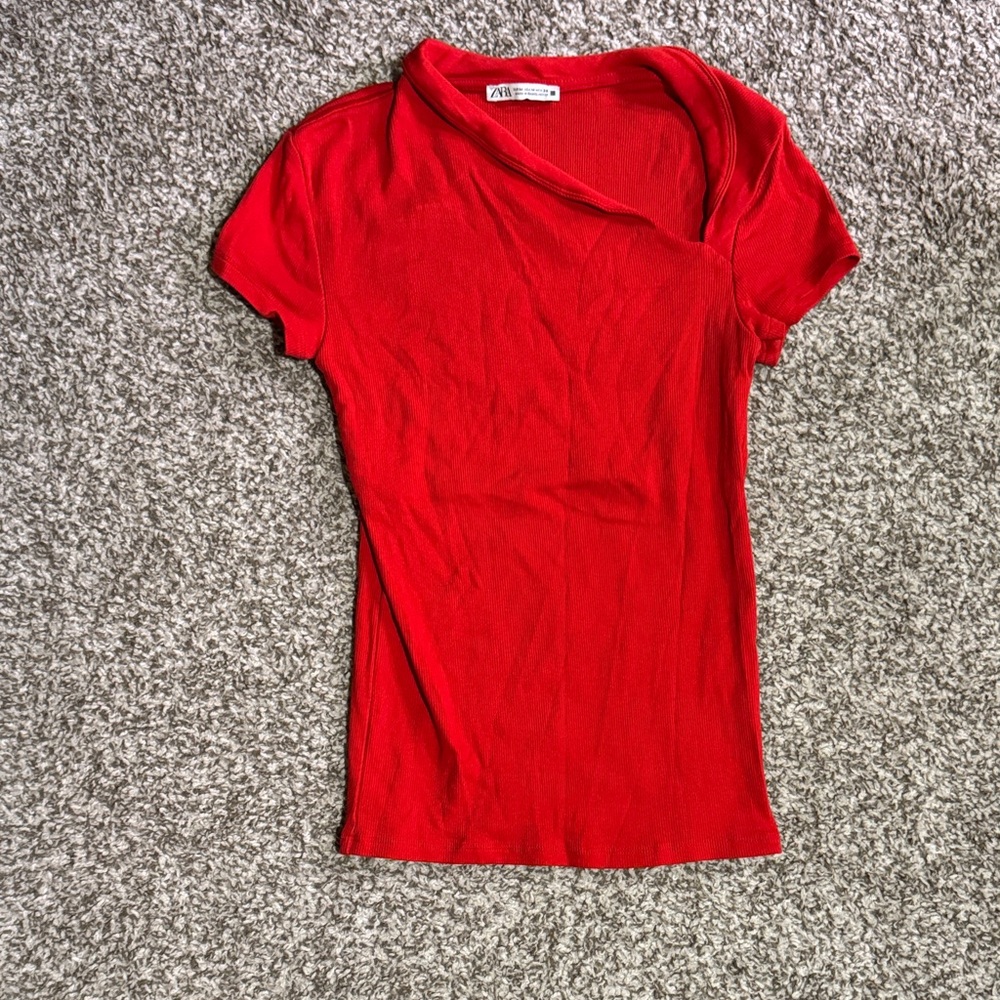 Zara Vibrant Red Short Sleeve Top